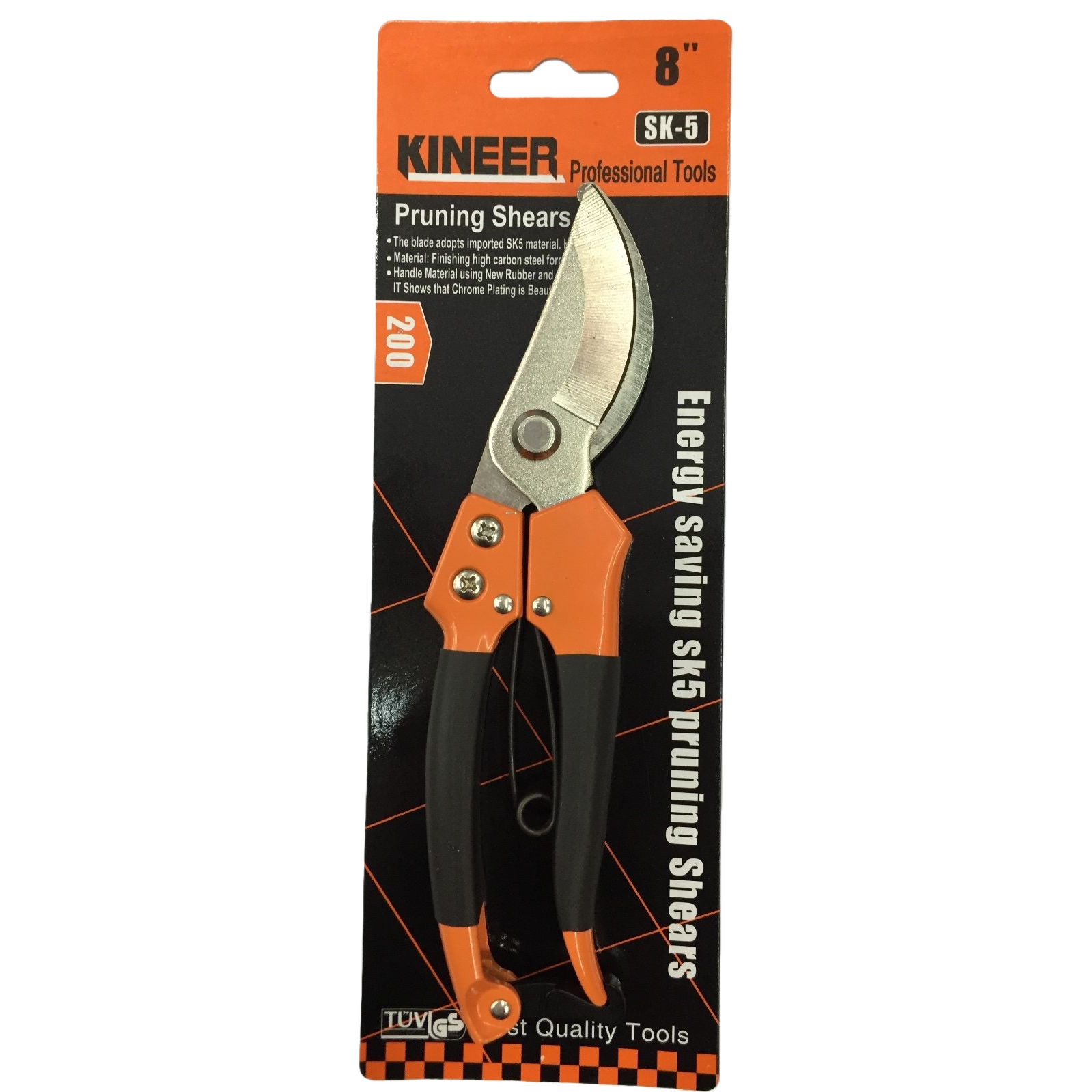 Orange and black striped garden scissors, high-carbon steel sharp pruning shears, garden hand pruning tools Item Picture