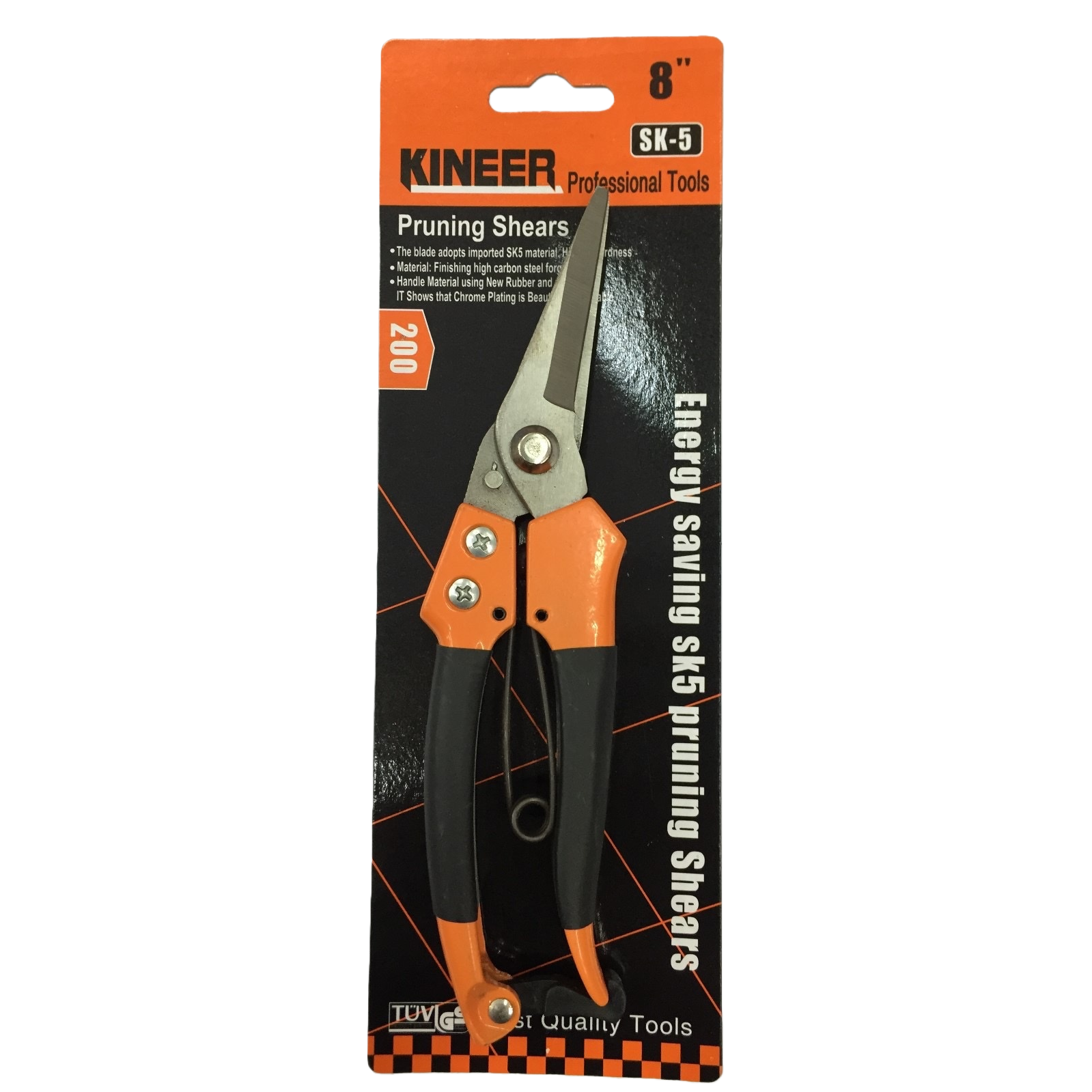 Orange and black striped garden scissors, high-carbon steel sharp pruning shears, garden hand scissors Item Picture