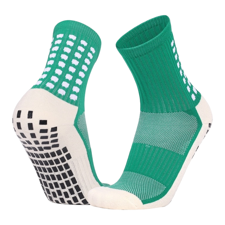 Green anti-slip socks, pure cotton sweat-absorbing and breathable mid-calf socks for both men and women Item Picture