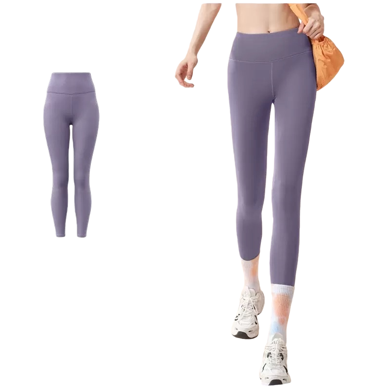 Purple high-waisted yoga pants, women's slimming stretch quick-drying fitness pants Item Picture