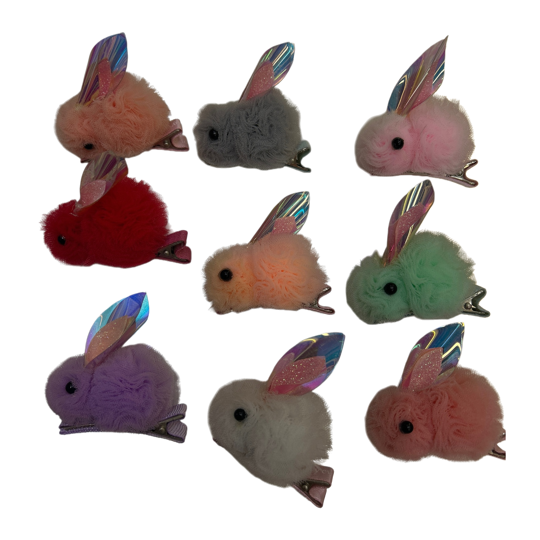 Colorful plush rabbit hairpins, cute girl headwear, and fluffy hair clips, sweet and energetic Item Picture
