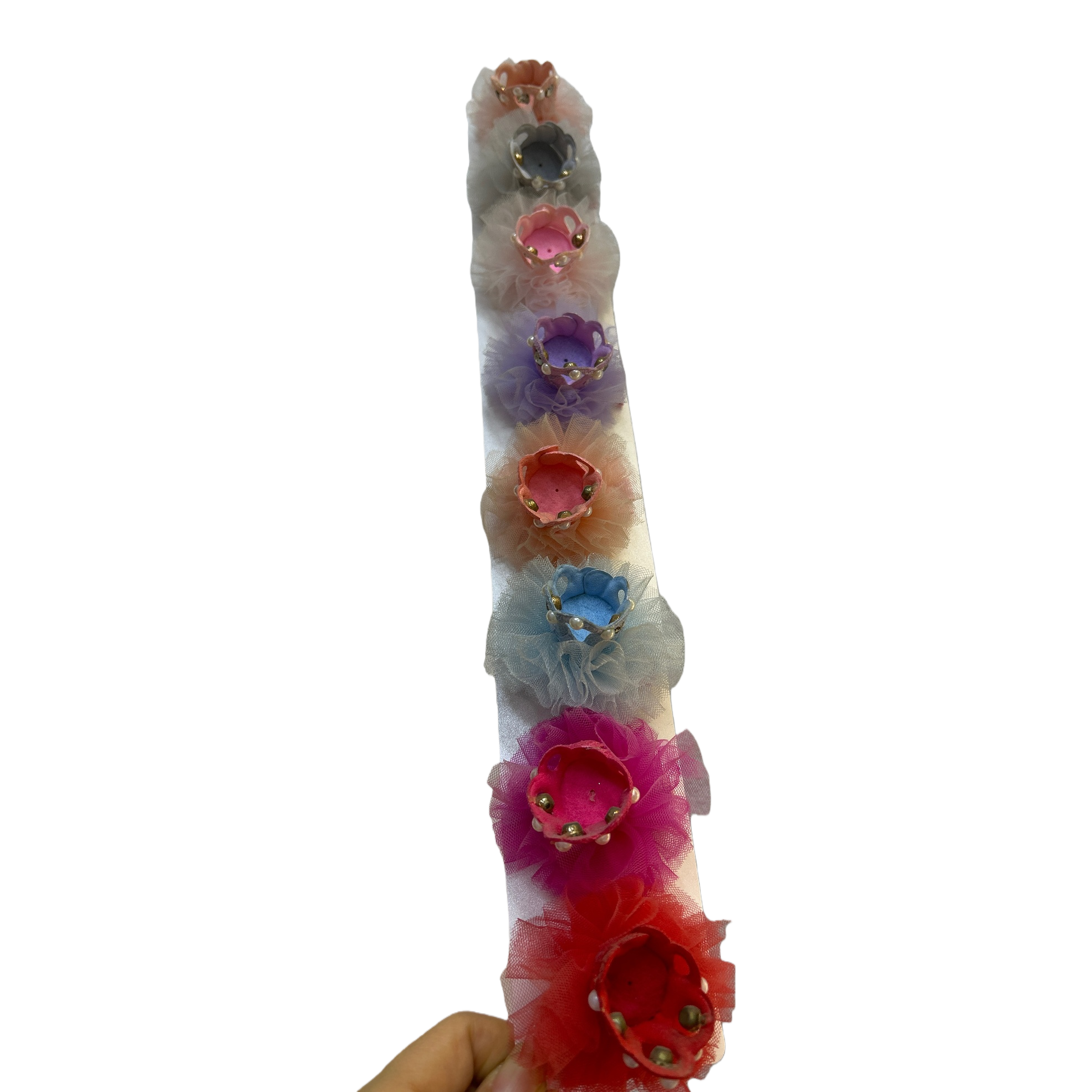 The colorful chiffon dress hair accessory for a girl's birthday party is light, fluffy, sweet and cute Item Picture