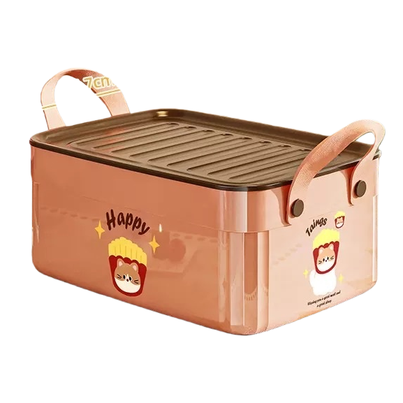 Pink rectangular covered storage box for home organization and storage, simple Nordic style Item Picture