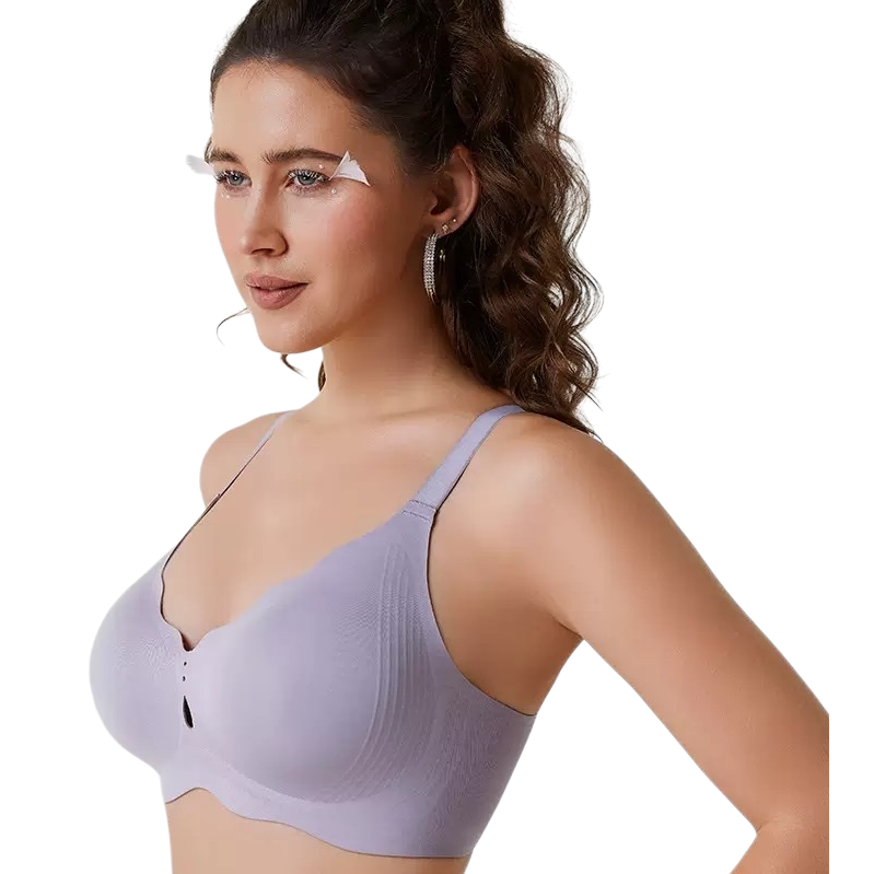 Light purple bras without steel rings, comfortable and breathable women's underwear details Picture