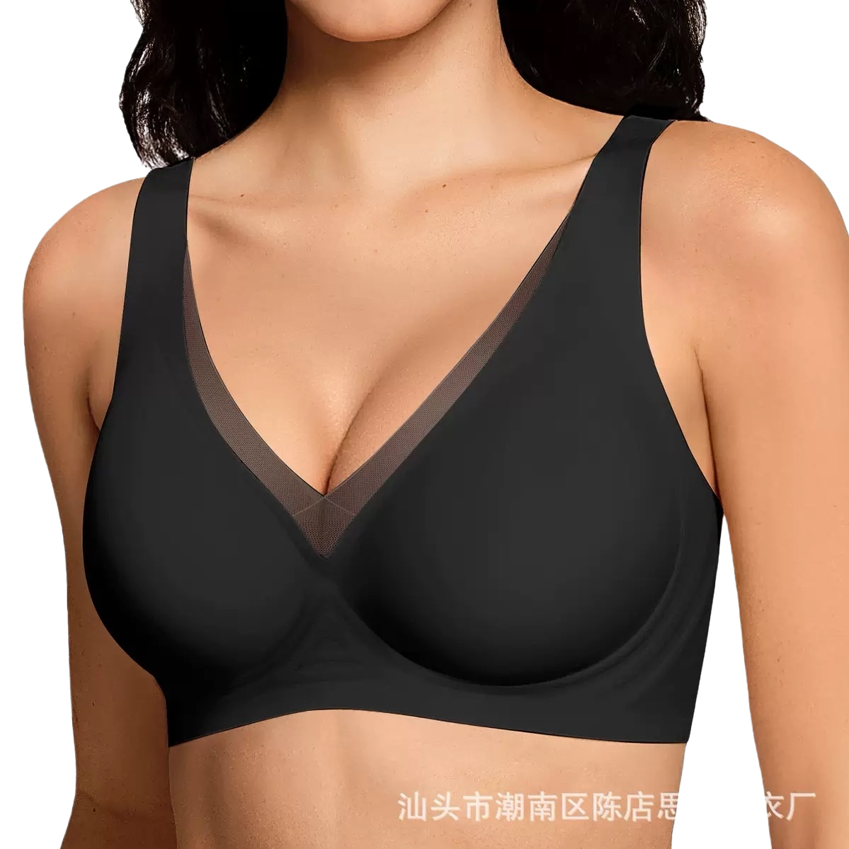 Black underbra without underwire is a comfortable, breathable and adjustable women's underwear Item Picture