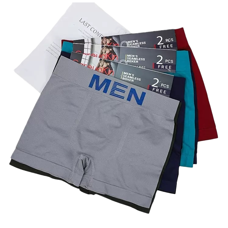 Grey men's seamless underwear, pure cotton, breathable, with flat corners at the four corners, comfortable and close-fitting Item Picture