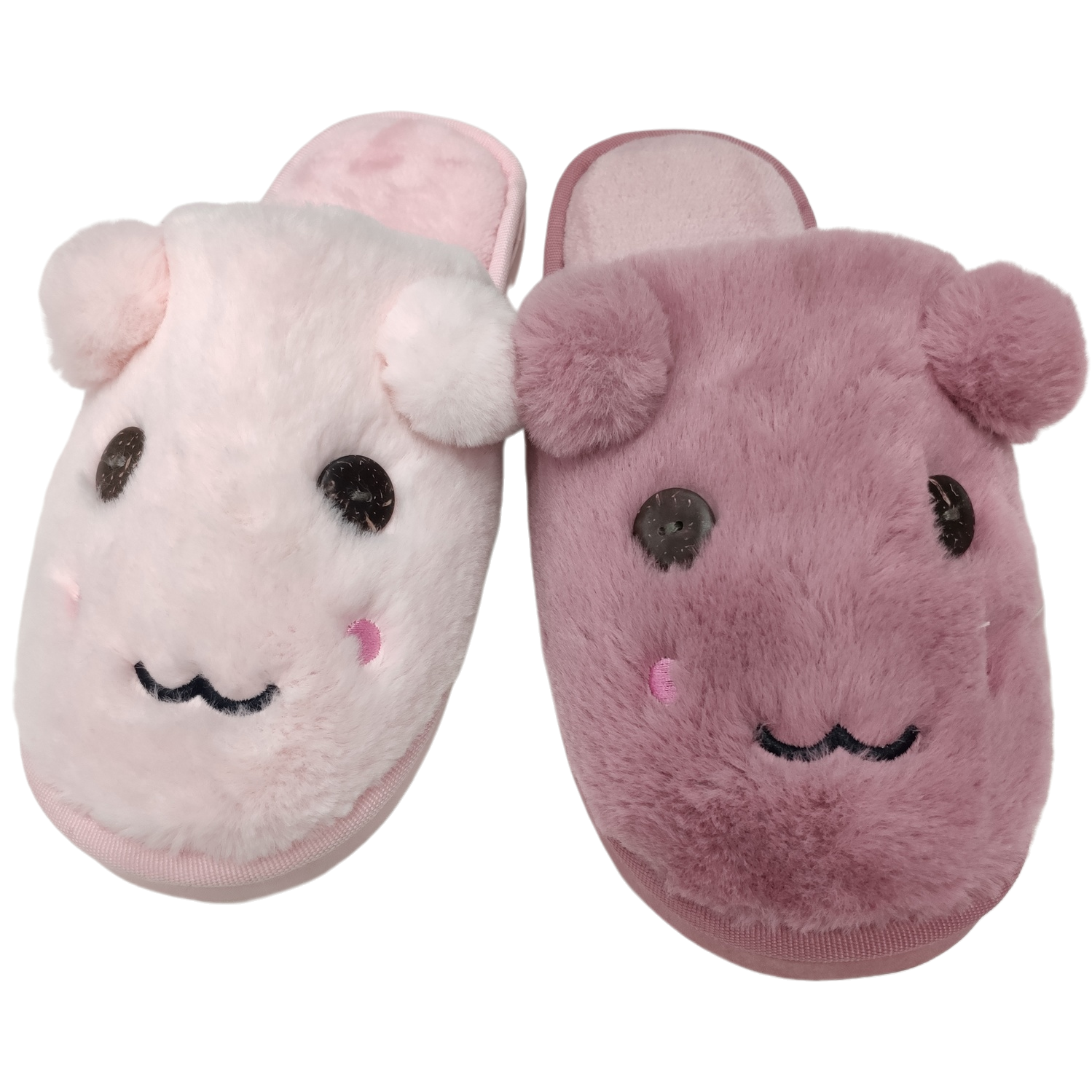 Pink plush home slippers for women, warm and thickened cotton slippers for indoor home relaxation Item Picture