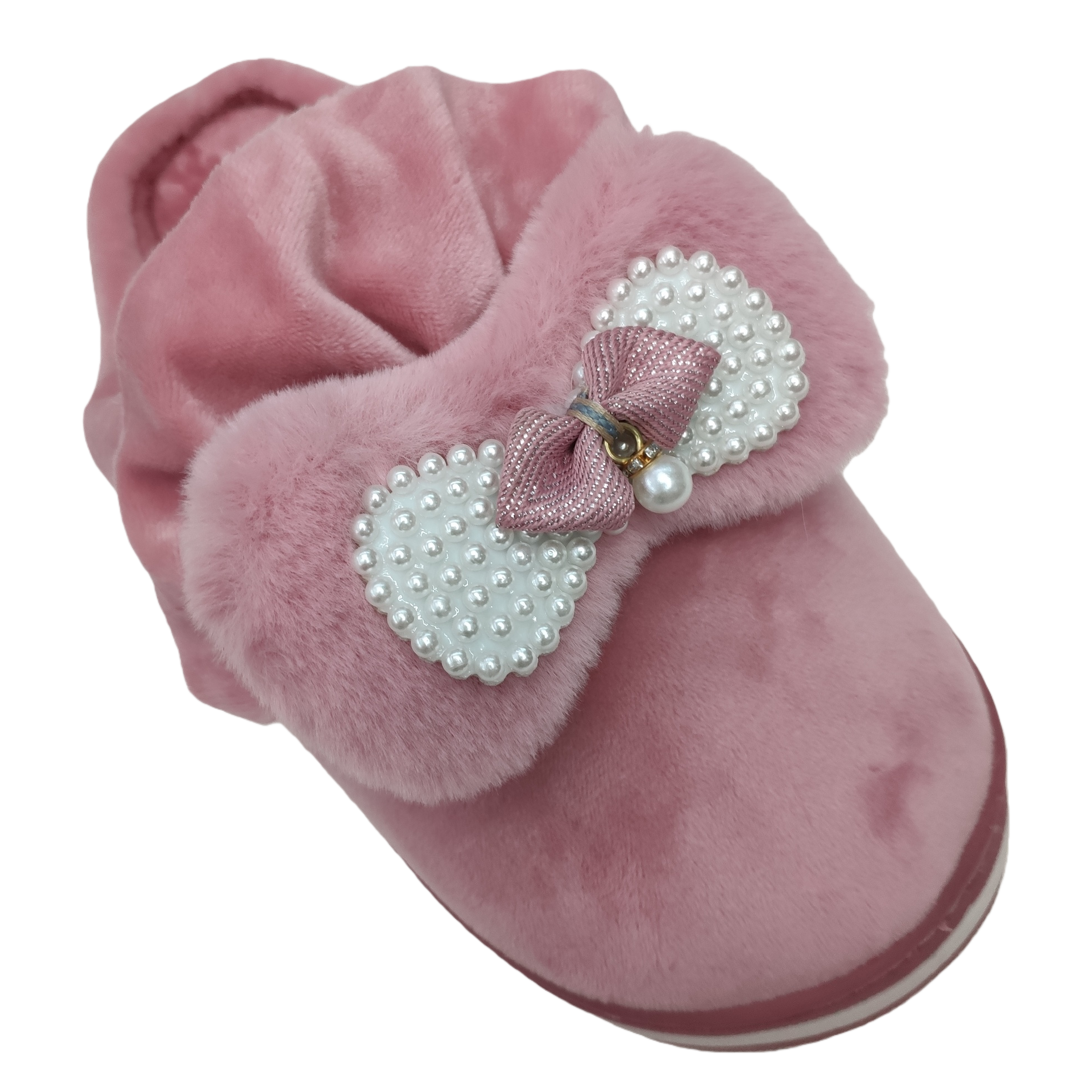 Pink plush surface slippers for women's winter indoor home, warm and anti-slip soft soles Item Picture