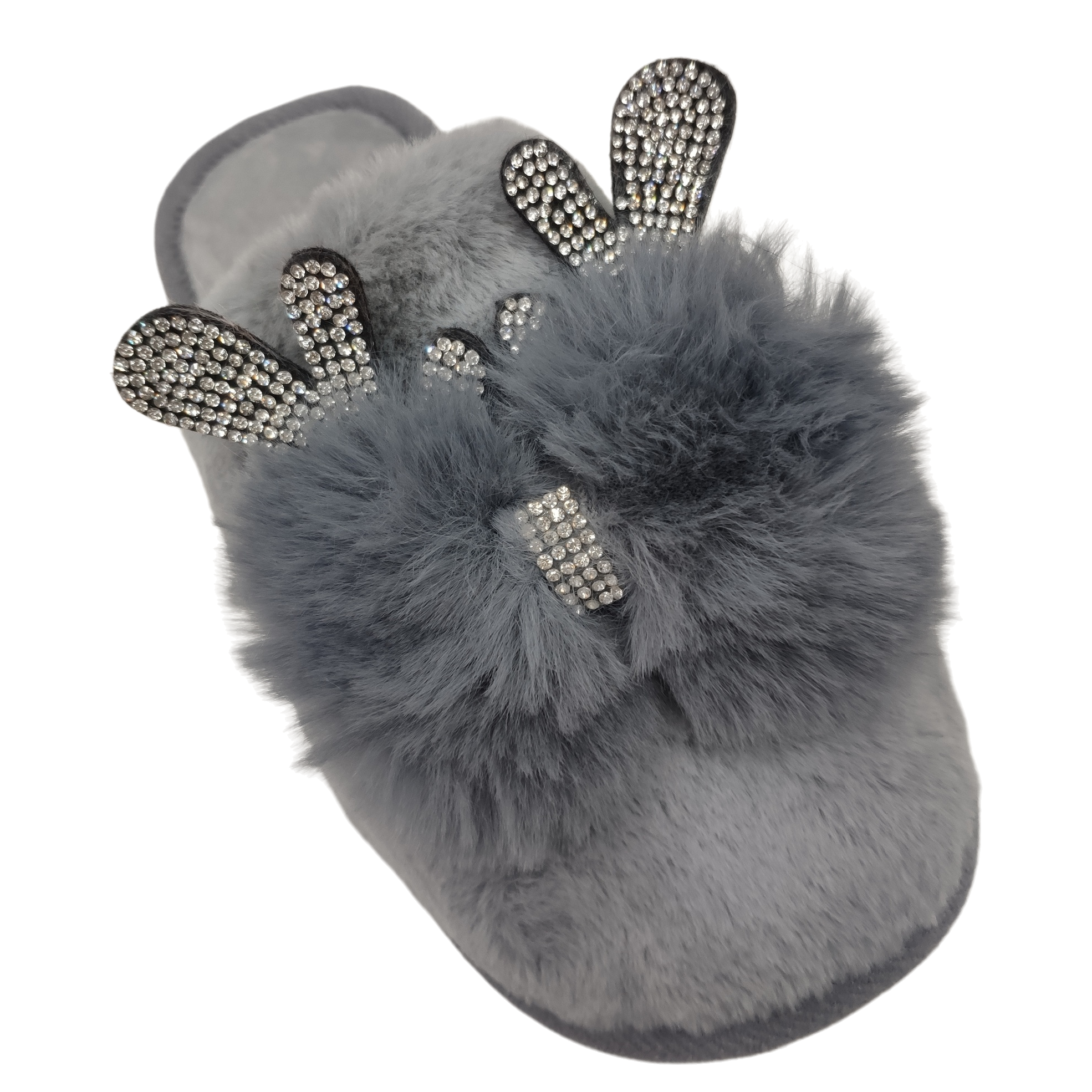 Grey plush home slippers for women, warm and thickened cotton slippers for indoor home relaxation Item Picture