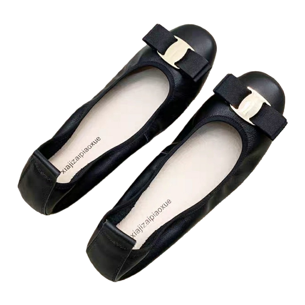 Black bow flat shoes for women, casual and versatile, soft sole, anti-slip, comfortable and breathable Item Picture