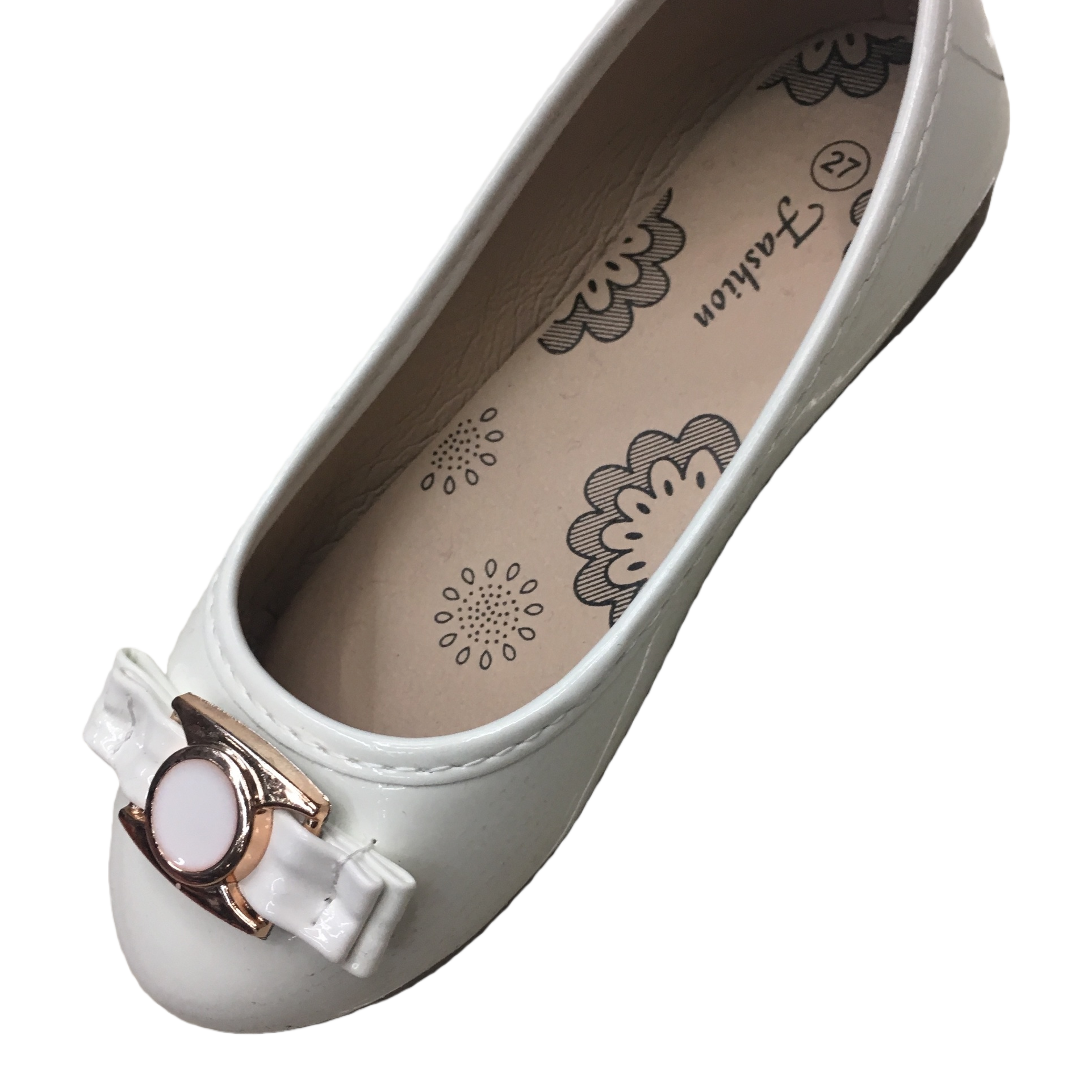 The Korean-style casual single shoes with white bow decoration are flat, comfortable and versatile Item Picture