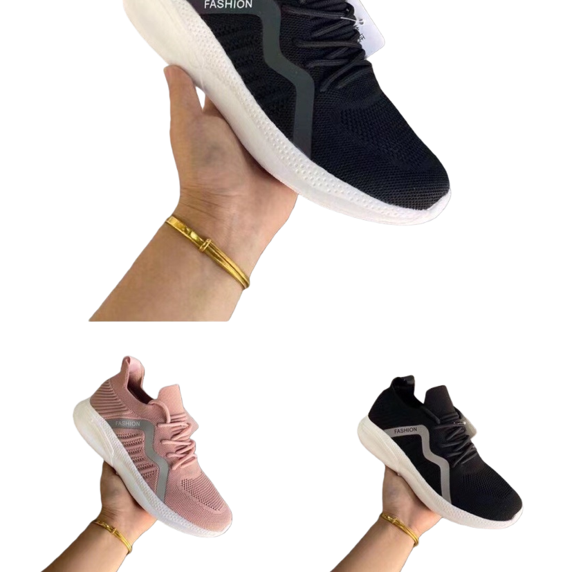 Black and pink handheld sports shoes for both men and women, lightweight and breathable running shoes Item Picture