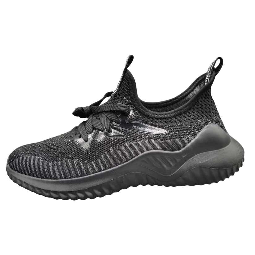 Black knitted sports shoes, breathable, lightweight and shock-absorbing, men's and women's casual running shoes Item Picture