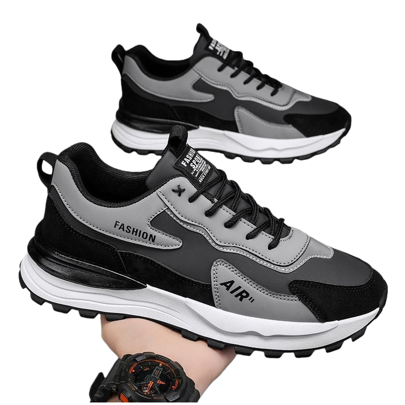 Grey and black color-blocked sports shoes, breathable, shock-absorbing and lightweight, suitable for both men and women Item Picture