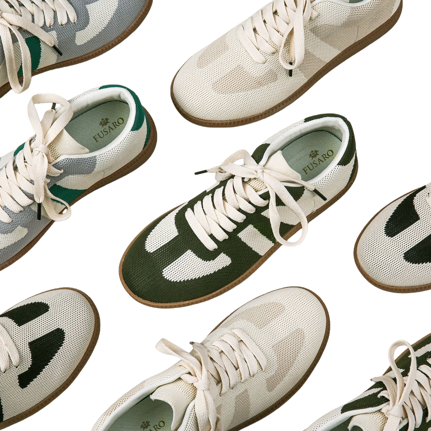 Green and white color-blocked mesh sports shoes, breathable and lightweight, unisplendable casual running shoes Item Picture