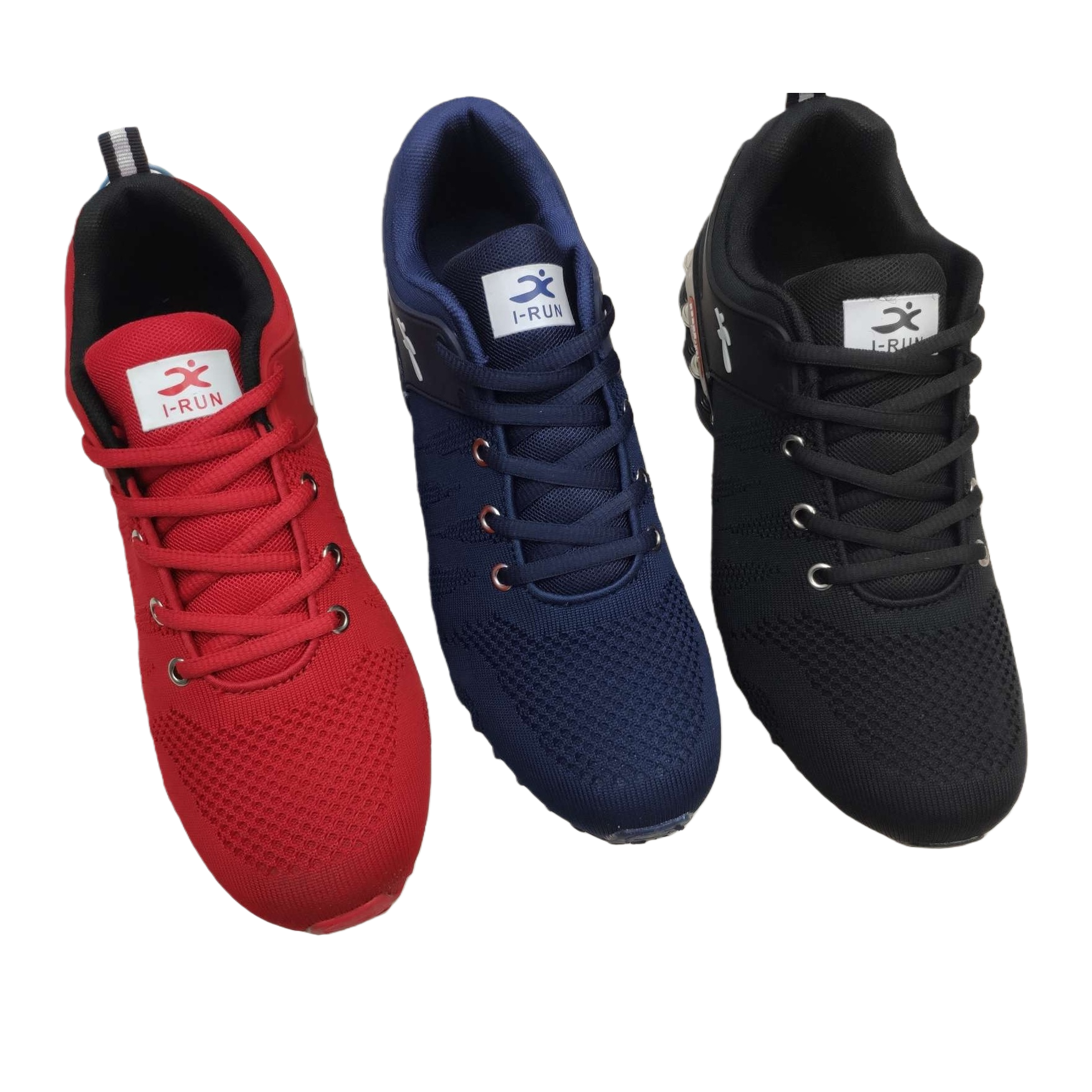 Red, blue and black three-pair sports shoes for both men and women, breathable and lightweight Item Picture