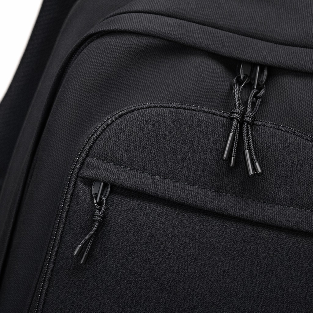 Black nylon water-resistant commuting backpack, lightweight and large-capacity, suitable for business trips Application Scenario