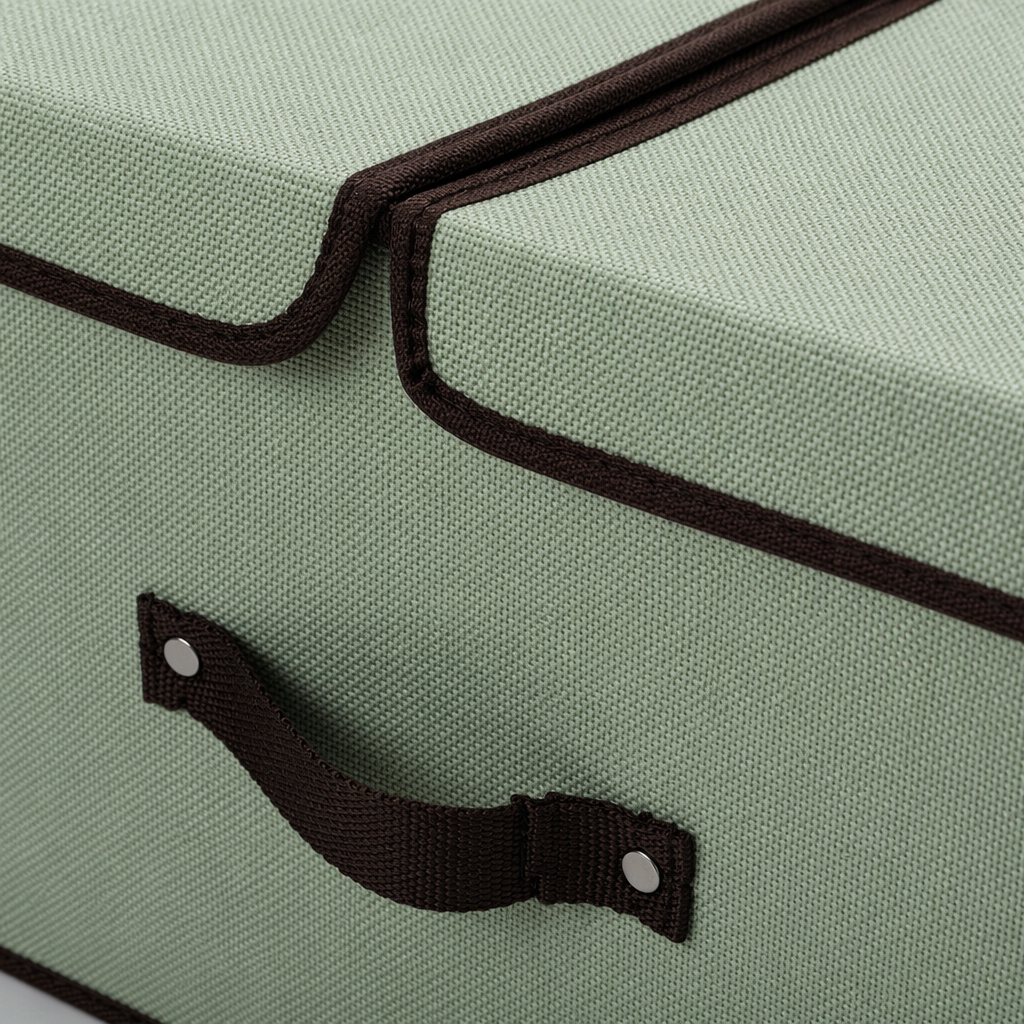 Light green fabric storage box, home organizing box, multi-functional storage box for bedroom and living room Application Scenario