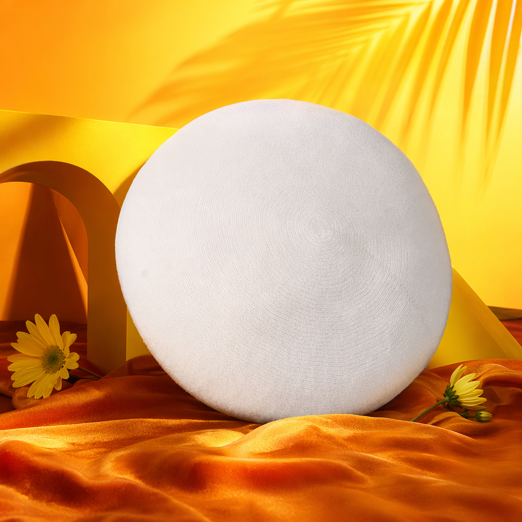 A white plush beret is a versatile Korean-style hat that keeps you warm and brightens your face in autumn and winter details Picture