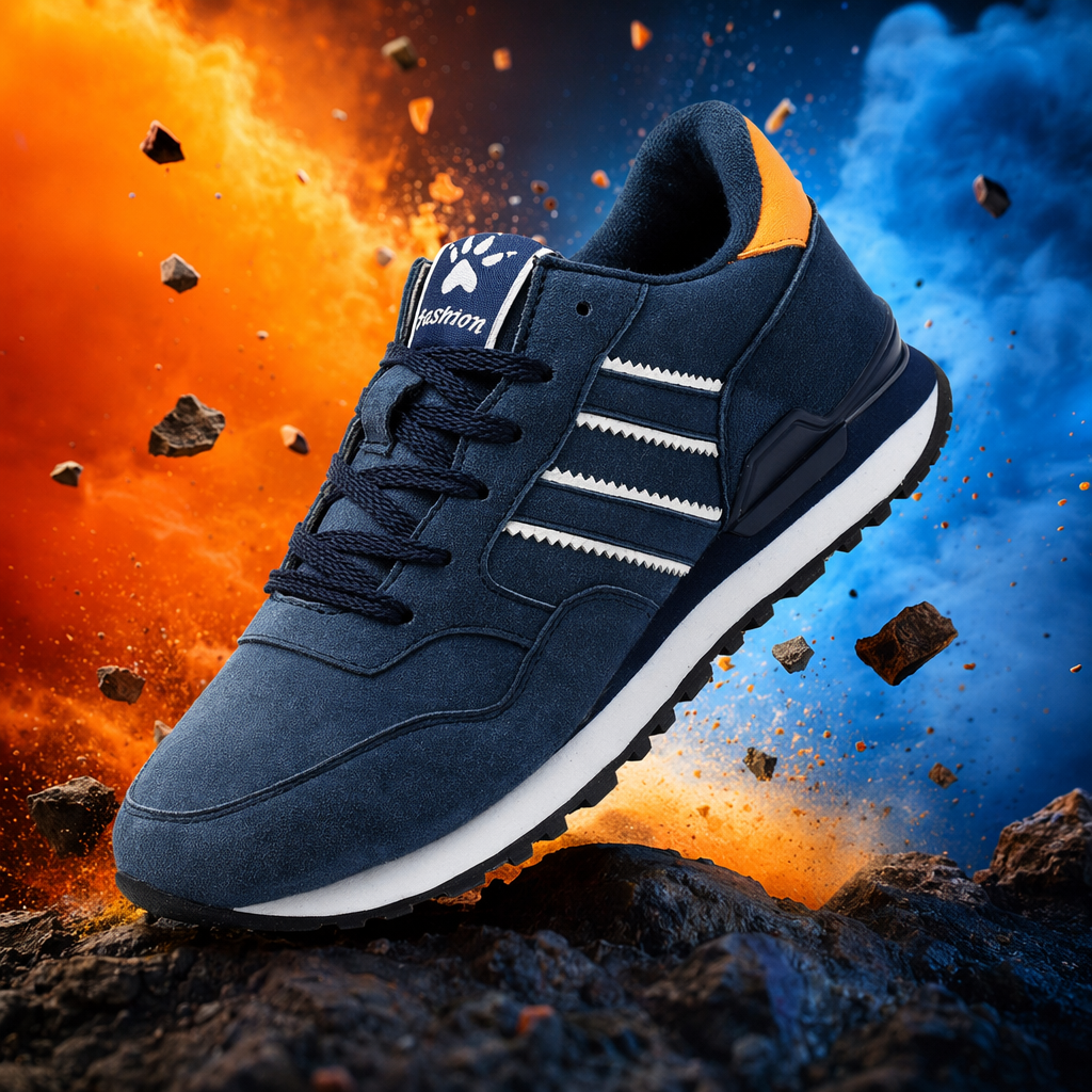 Deep blue suede sports shoes are breathable, shock-absorbing, casual and versatile, suitable for both men and women Specification image