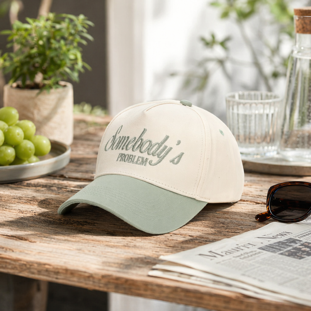 The off-white and light green color-matched baseball cap is a unisex casual and versatile sun hat details Picture