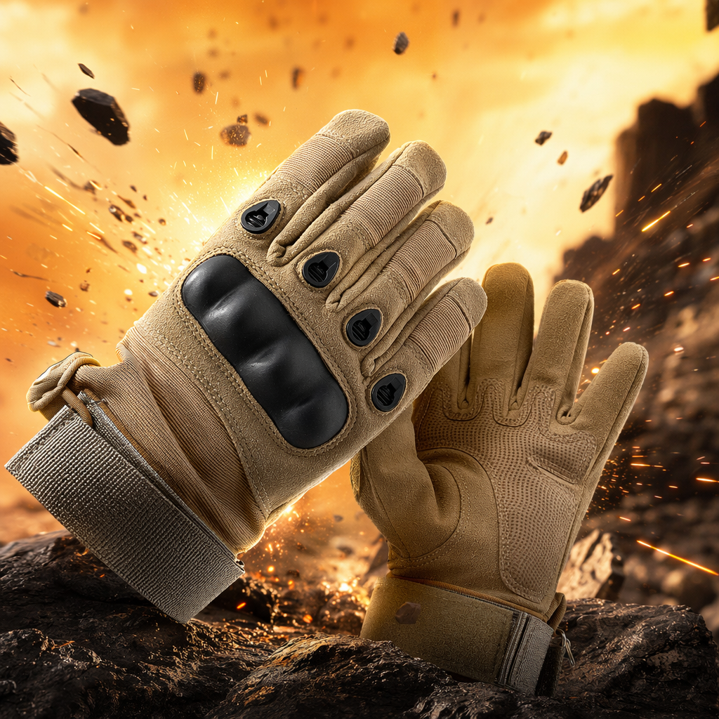Khaki tactical gloves, anti-slip and wear-resistant, outdoor training, cycling and operation protective gloves Specification image