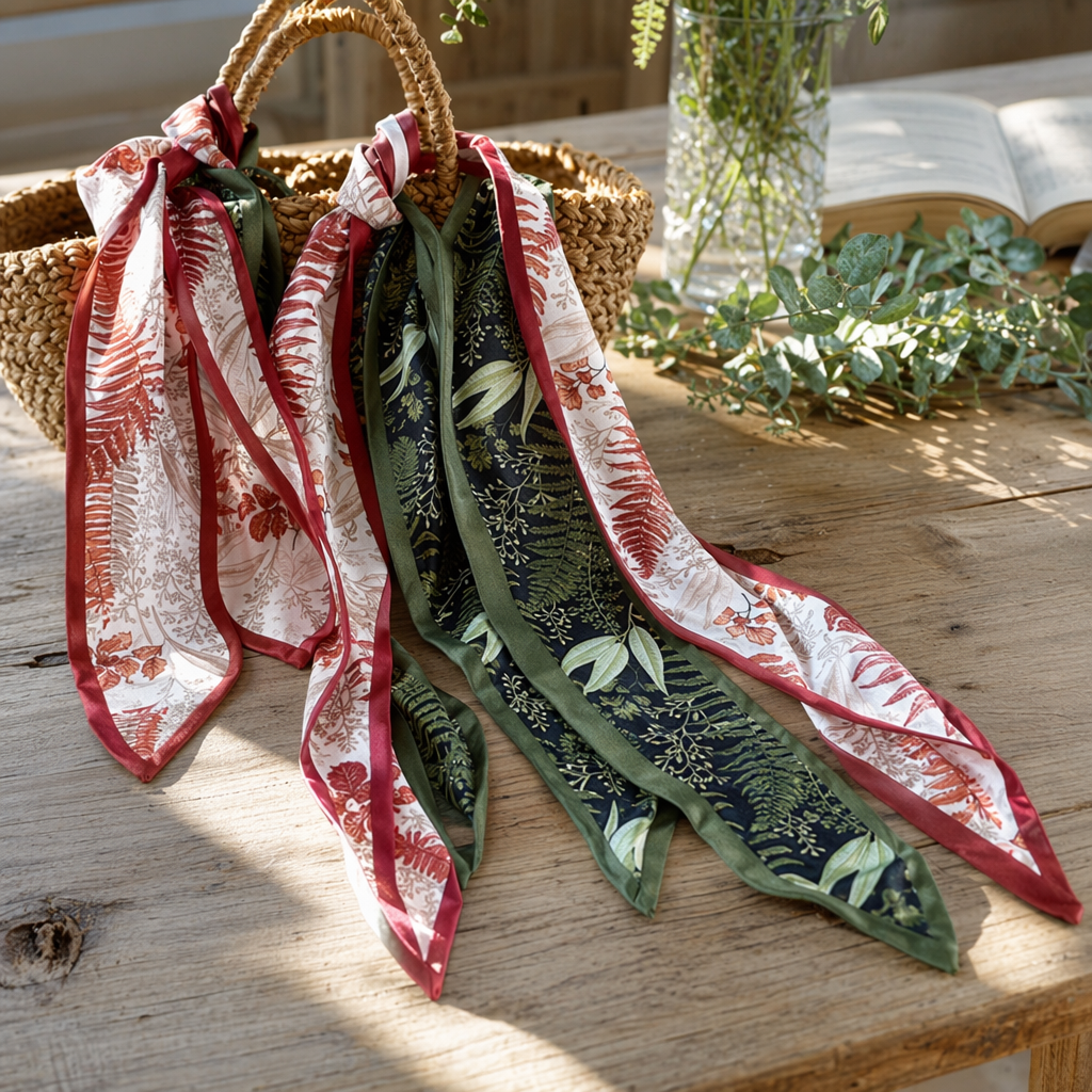 Four plant-printed silk scarves are light, breathable and a must-have for spring and summer outfits details Picture
