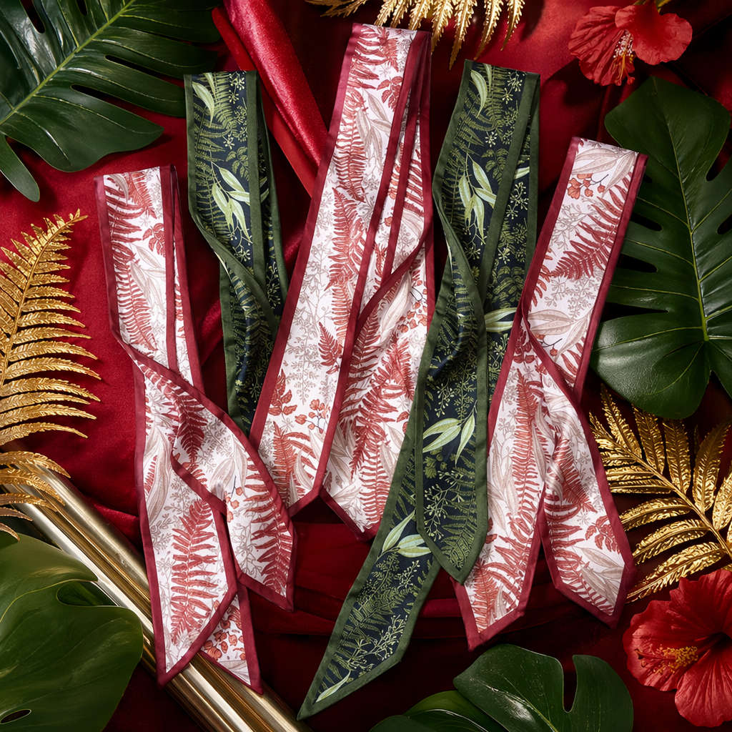 Four plant-printed silk scarves are light, breathable and a must-have for spring and summer outfits Specification image