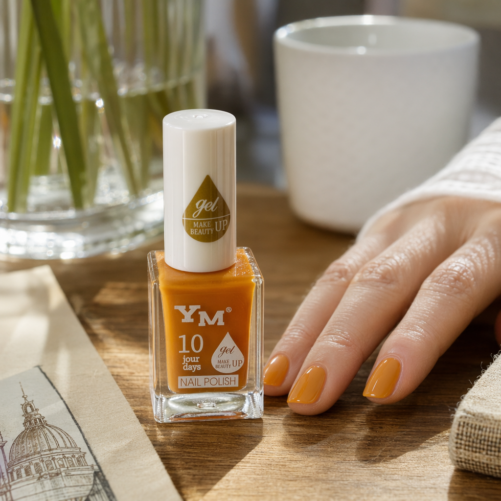 Orange nail polish bottle, specially designed for nail art, long-lasting color, quick-drying, environmentally friendly and non-toxic details Picture