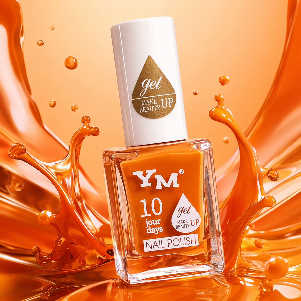 Orange nail polish bottle, specially designed for nail art, long-lasting color, quick-drying, environmentally friendly and non-toxic Specification image