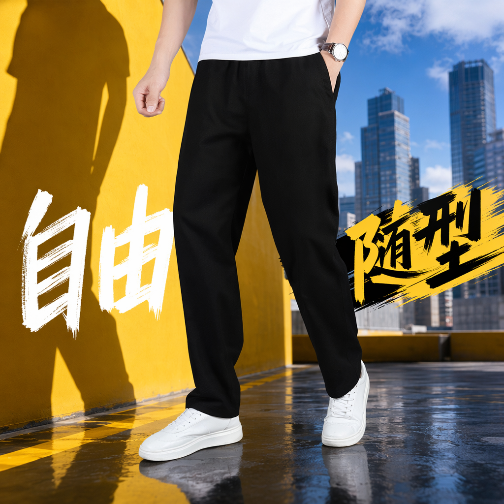 Black fitted long pants, high-waisted, slimming, versatile casual pants Specification image
