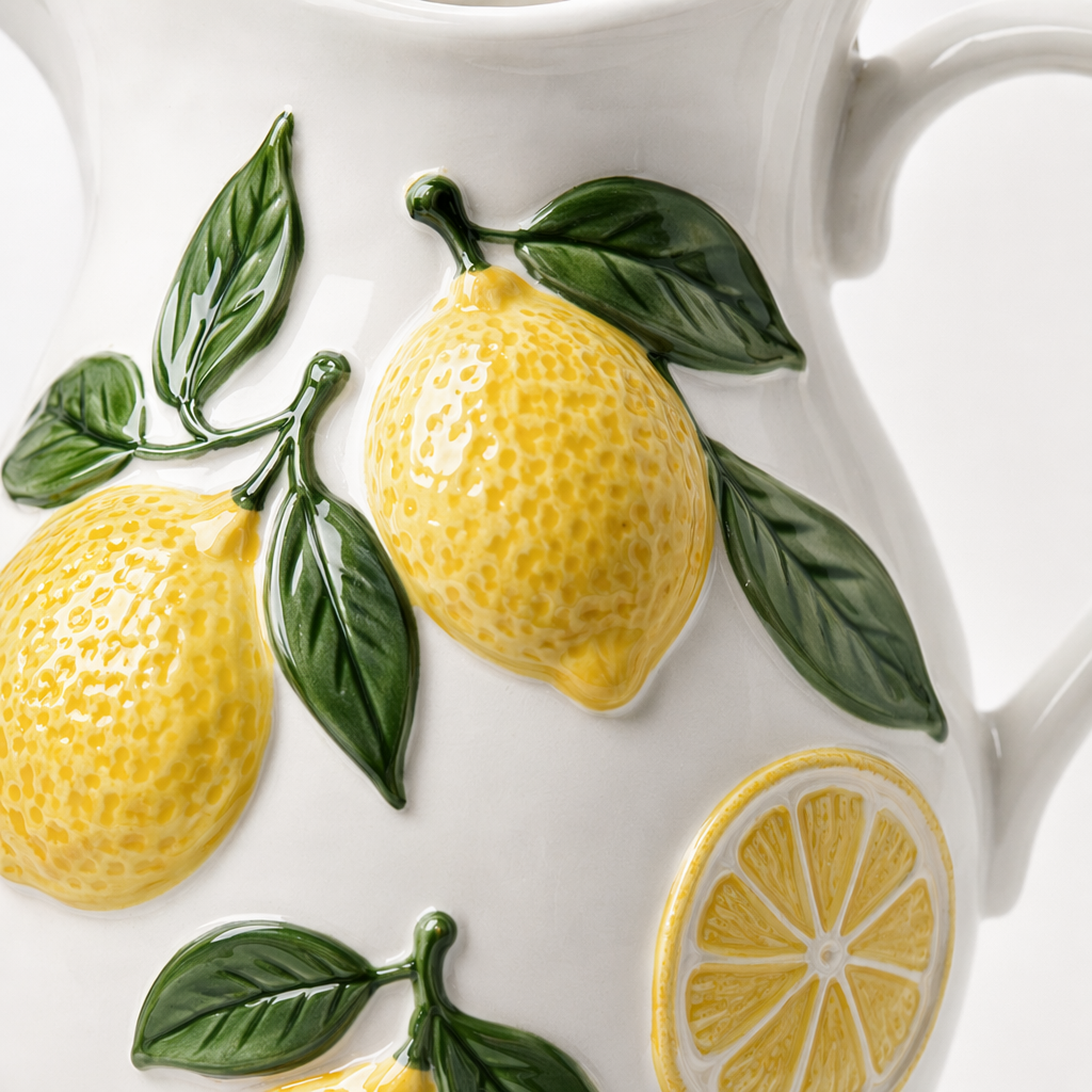 White ceramic fruit-decorated kettle, home decoration, kitchenware, creative teapot Application Scenario
