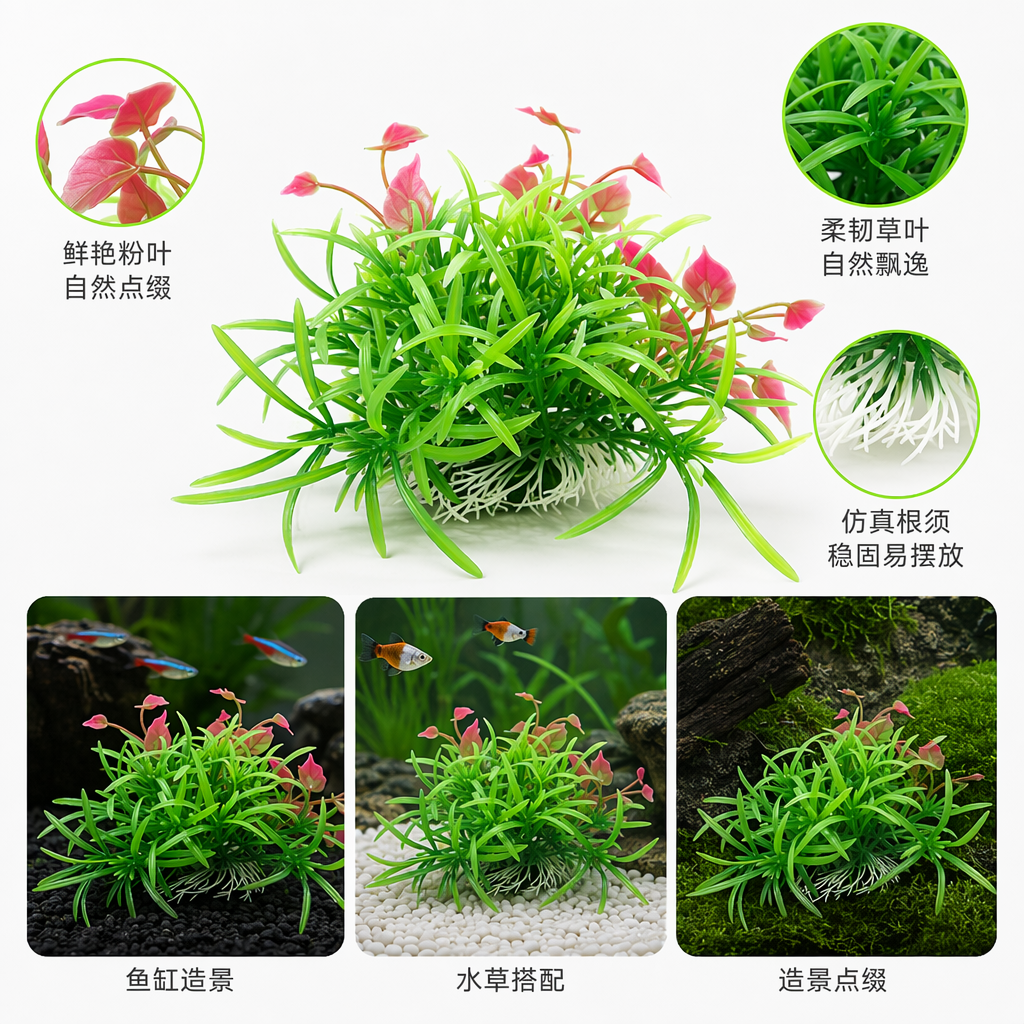 绿色仿真水草 水族箱装饰造景水草植物摆件鱼缸布景