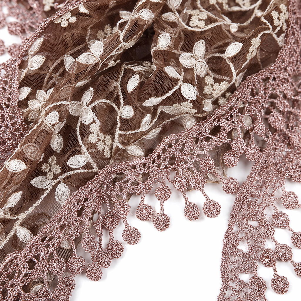 Brown lace-trimmed scarf for women, warm, fashionable and versatile long style for autumn and winter Application Scenario
