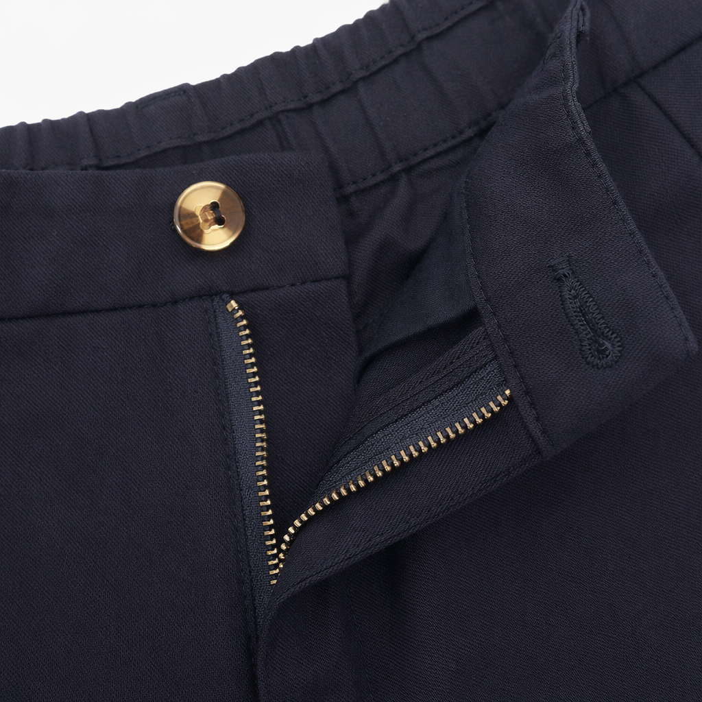 Deep blue tencel cotton curved knife pants, slimming and high-stretch casual trousers Application Scenario