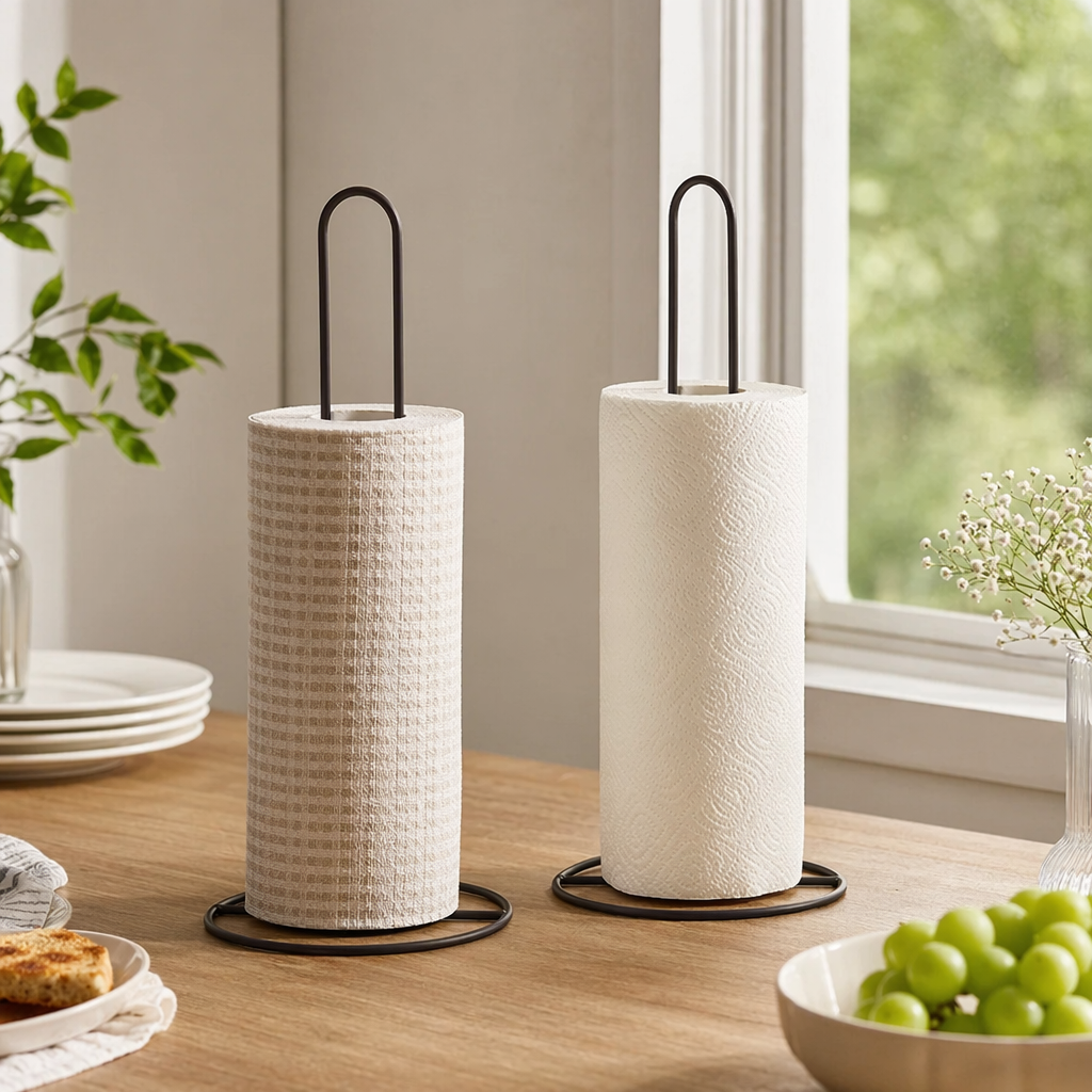 Black metal tissue paper rack, wall-mounted in kitchen and bathroom, no need for drilling, simple and modern details Picture