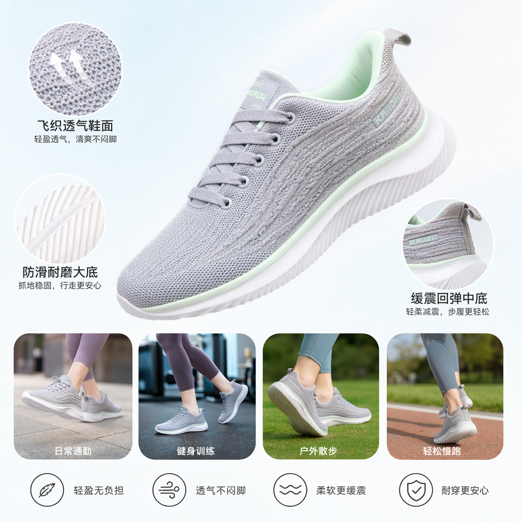 黑色粉色灰色黑红运动鞋 男女同款透气轻便跑步鞋图