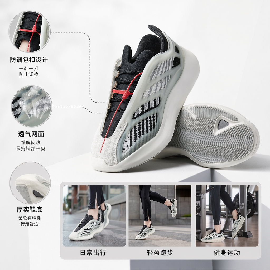 Black and white color sports shoes for men and women, casual, breathable and lightweight running shoes