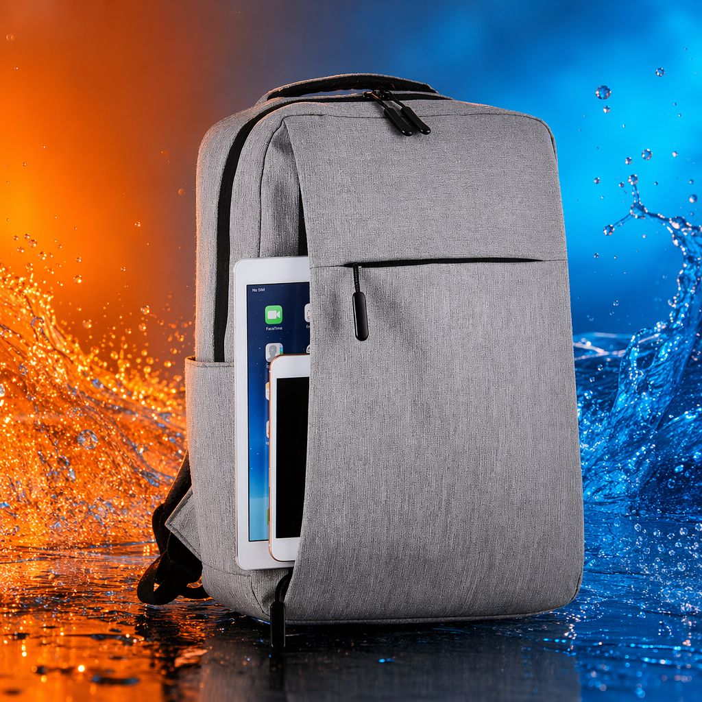 A simple and fashionable grey commuter backpack, a large-capacity lightweight travel bag suitable for both men and women Specification image