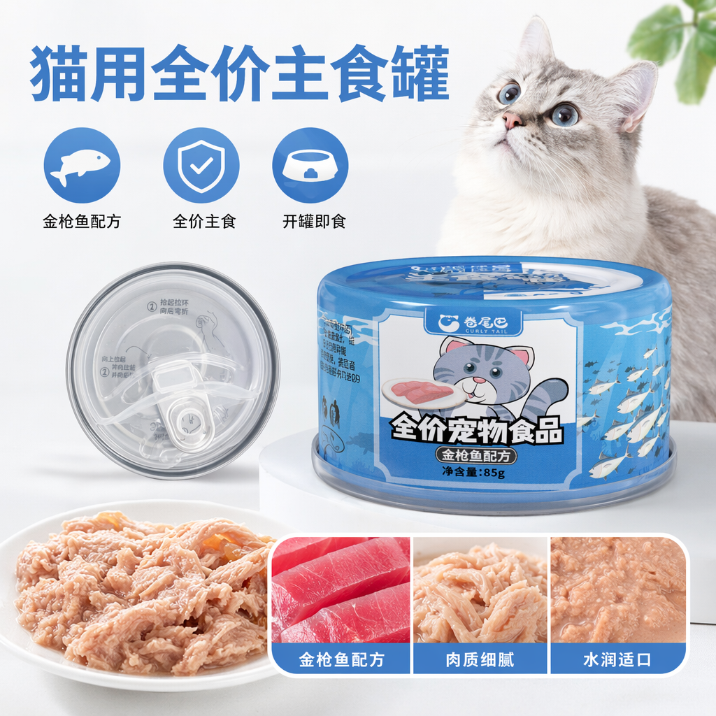 卷尾巴 猫用全价主食罐 85g金枪鱼配方