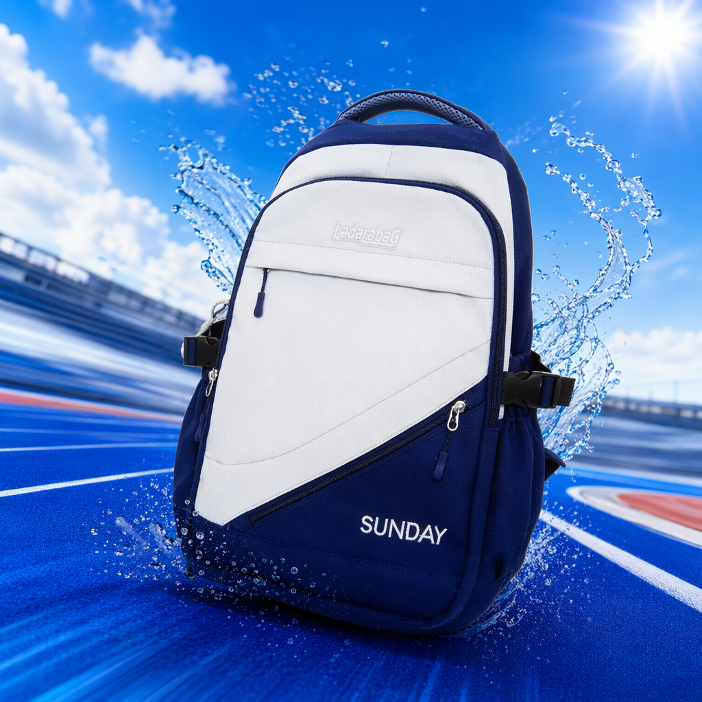 The blue and white color-matched simple and fashionable backpack is convenient and easy for students to commute Specification image