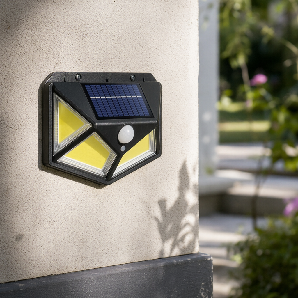 Black solar sensor light, outdoor waterproof wall-mounted automatic sensor lighting lamp details Picture