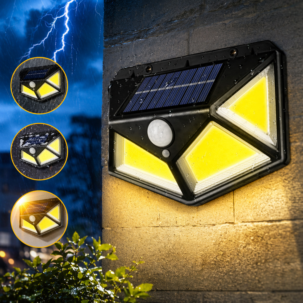 Black solar sensor light, outdoor waterproof wall-mounted automatic sensor lighting lamp Specification image