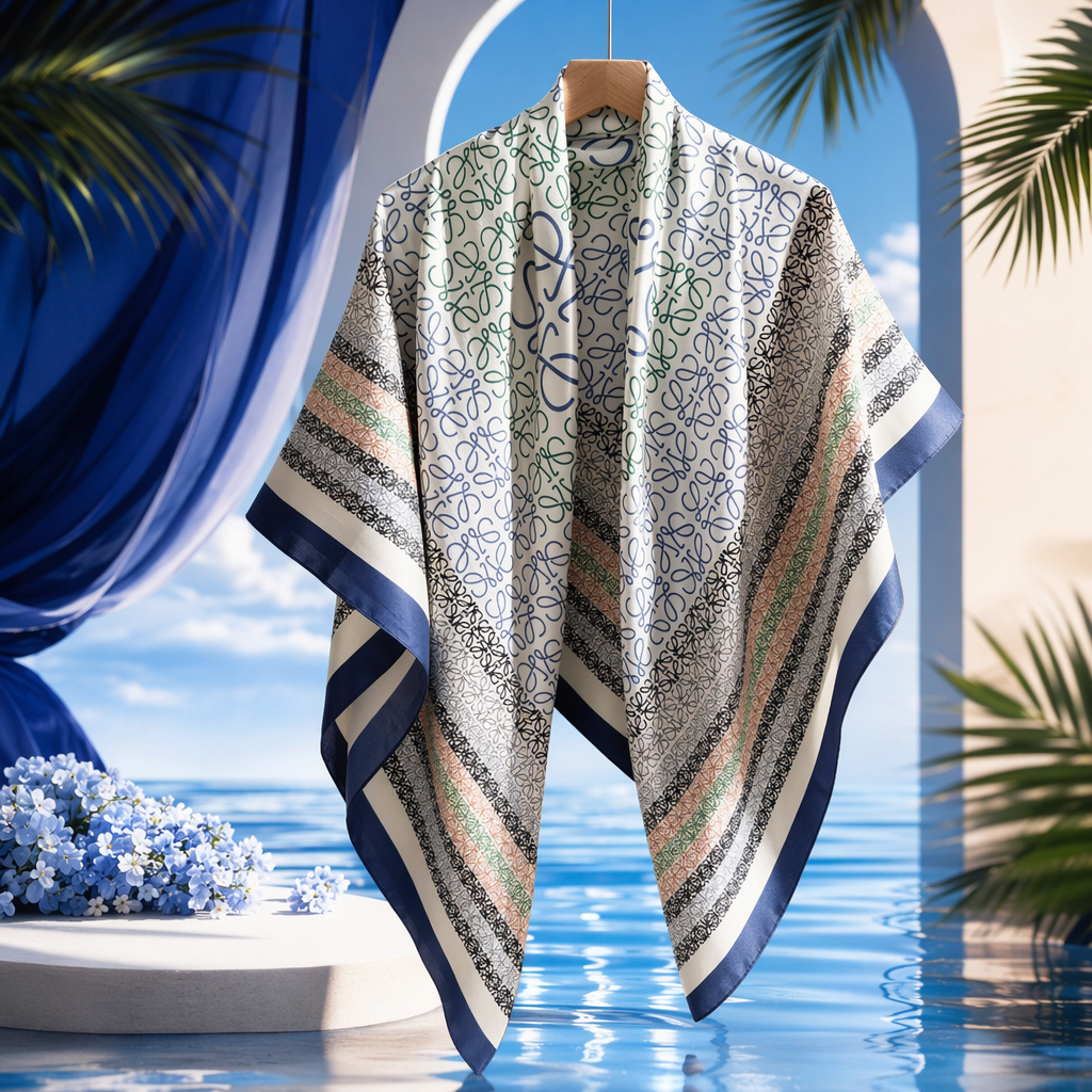 The colorful printed chiffon silk scarf is soft and drape, slimming and versatile for spring and summer Specification image