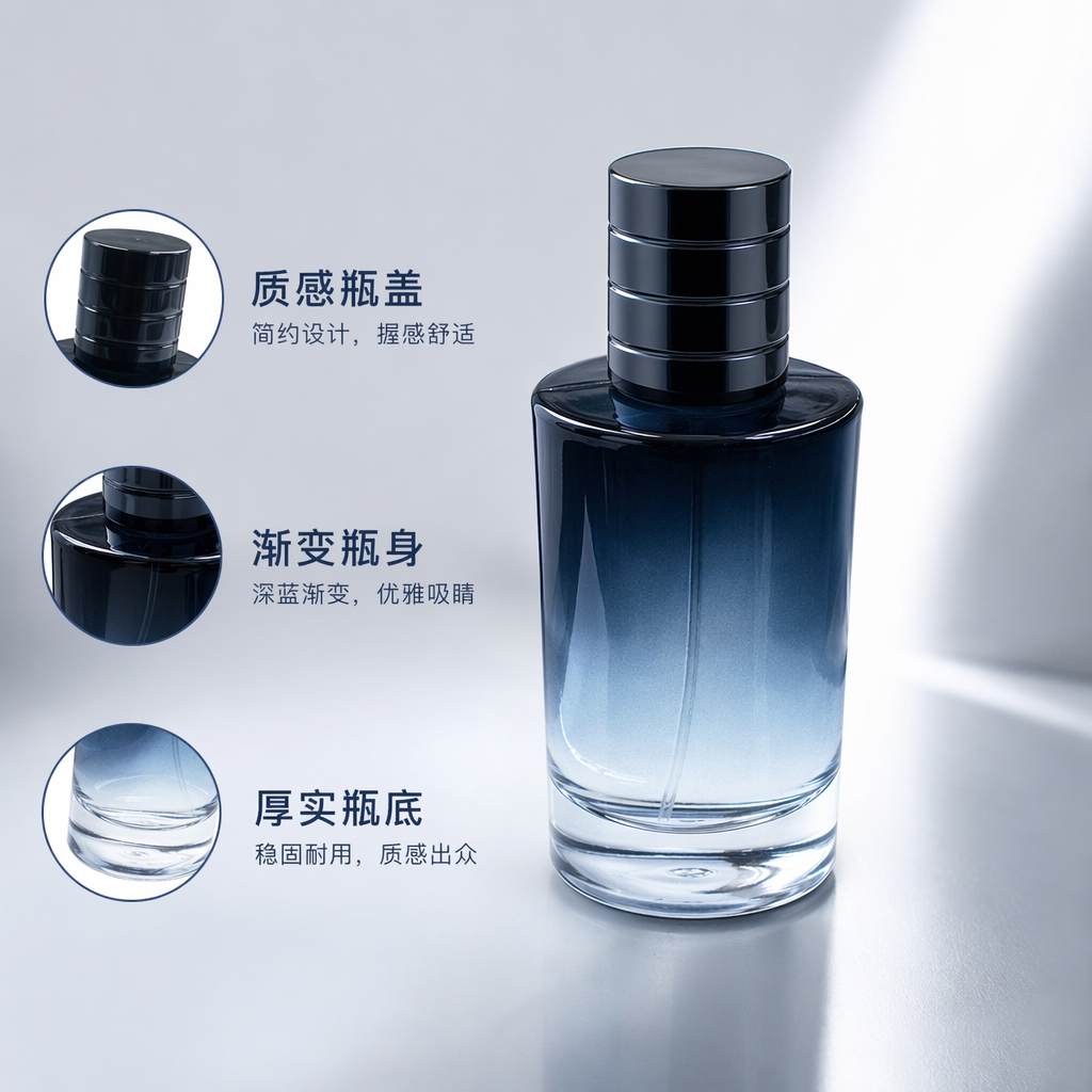 Dark gradient glass bottle, high-end perfume bottle, cosmetic portioning bottle 100ml full image