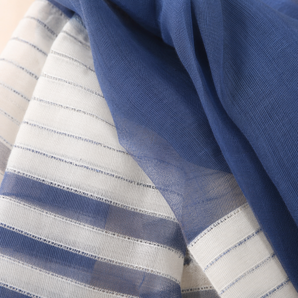 The blue and white striped silk scarf is a fashionable and versatile thin style for women in spring and summer Application Scenario