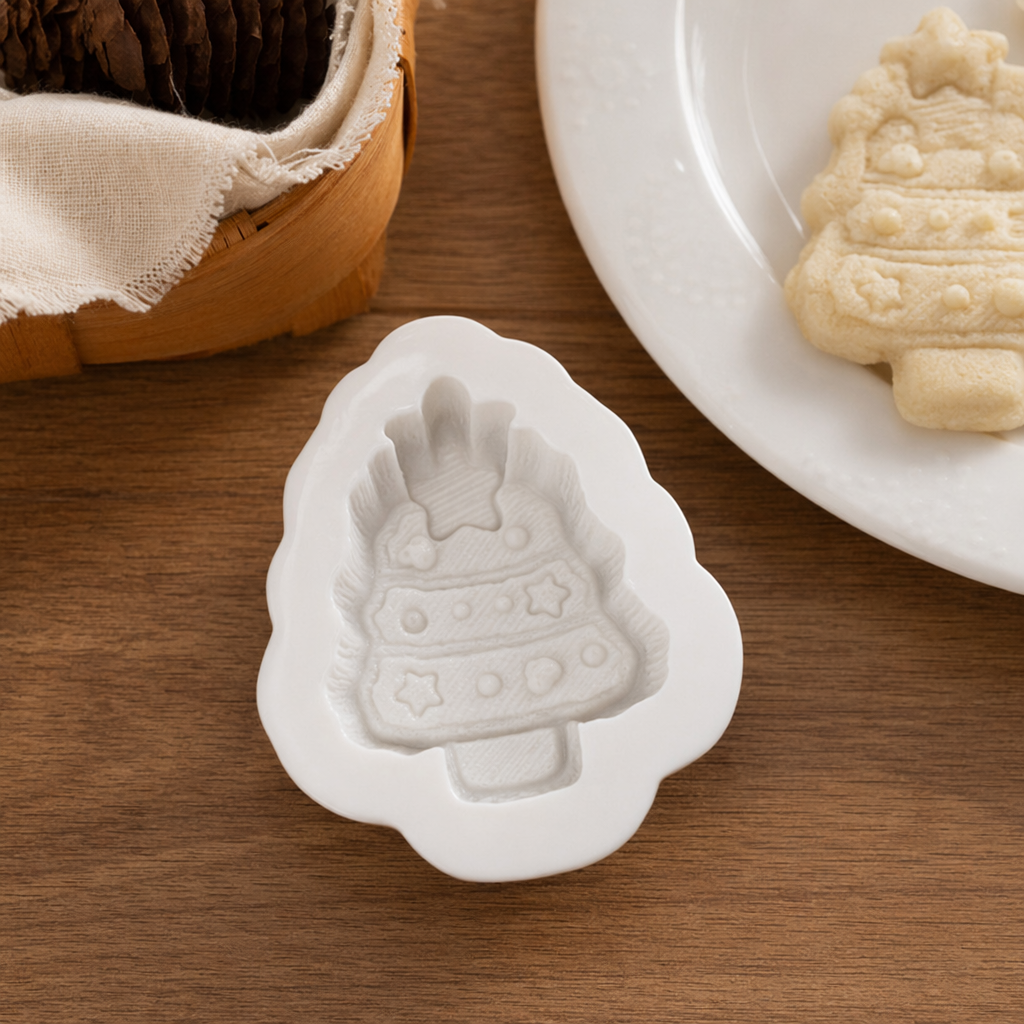 White Christmas tree shaped mold, baking silicone cake mold, DIY tools for festival desserts details Picture