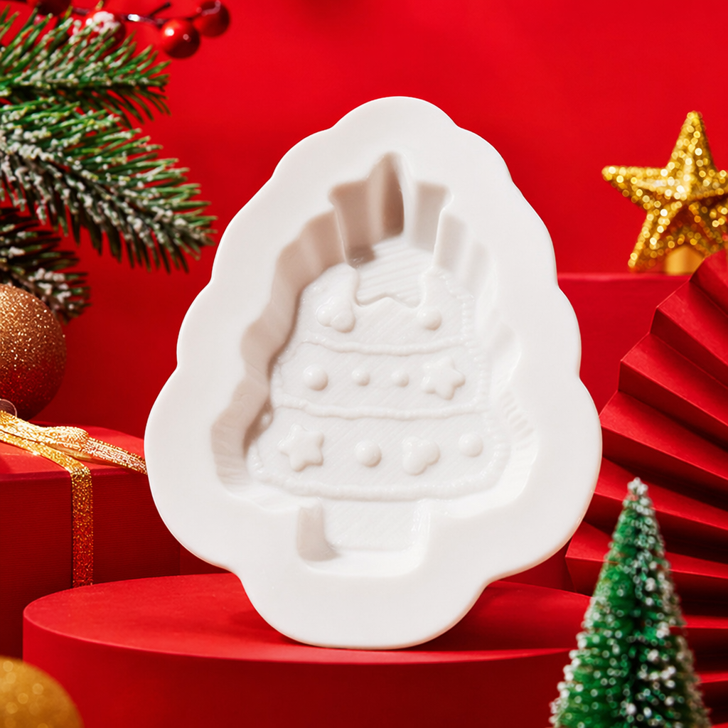White Christmas tree shaped mold, baking silicone cake mold, DIY tools for festival desserts Specification image