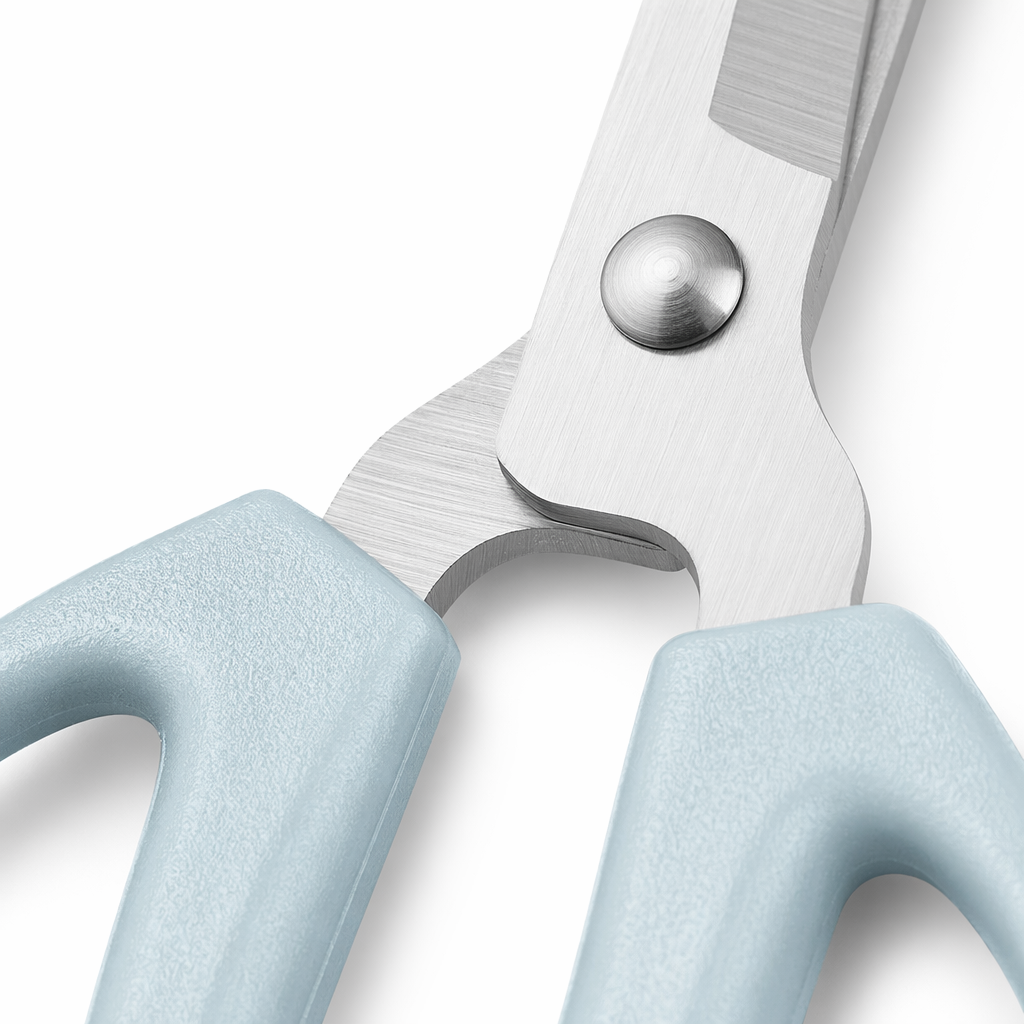 Blue handle stainless steel auxiliary scissors, multi-functional kitchen scissors, food processing scissors Application Scenario