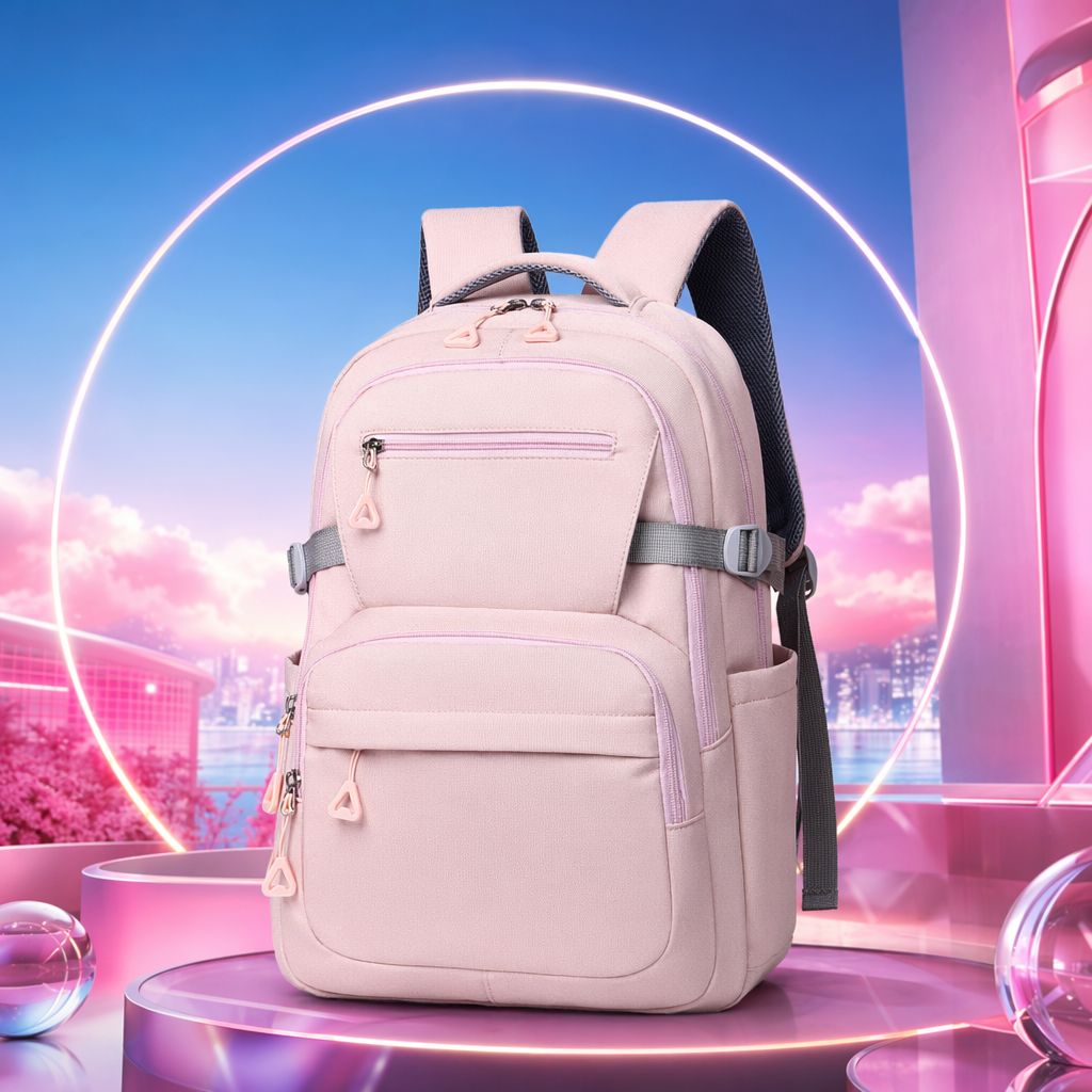 This pink backpack is a fashionable, versatile, lightweight and large-capacity student commuting and casual backpack for women Specification image